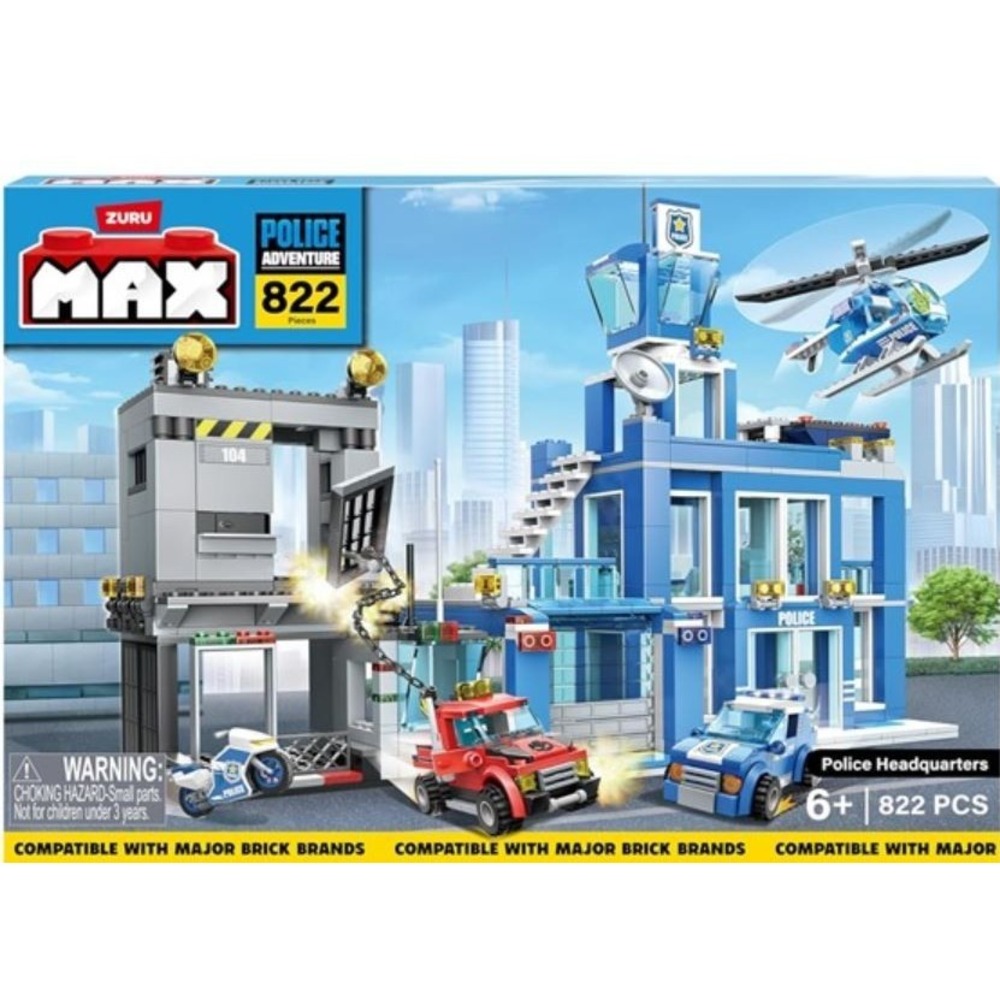 ZURU MAX Adventure Police Headquarters Playset (822 Pieces) Building Bricks Toys